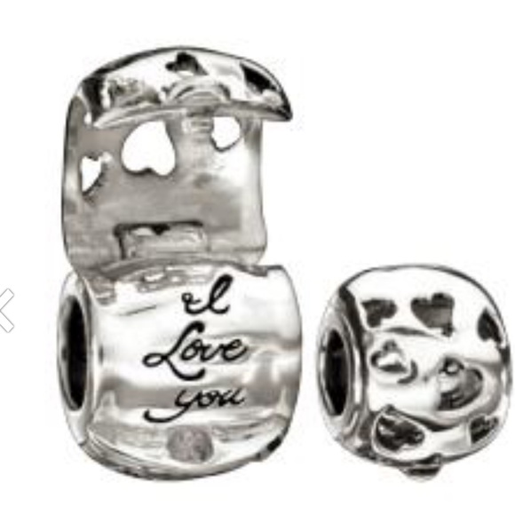 NEW Authentic Chamilia- Treasure Bead I Love You Charm hearts cutouts Silver 925 - Picture 8 of 8